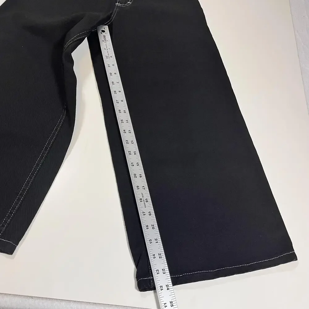 Lee Pipes Jeans Youth Medium Black Double Black Wide Leg Carpenter Y2K Skate